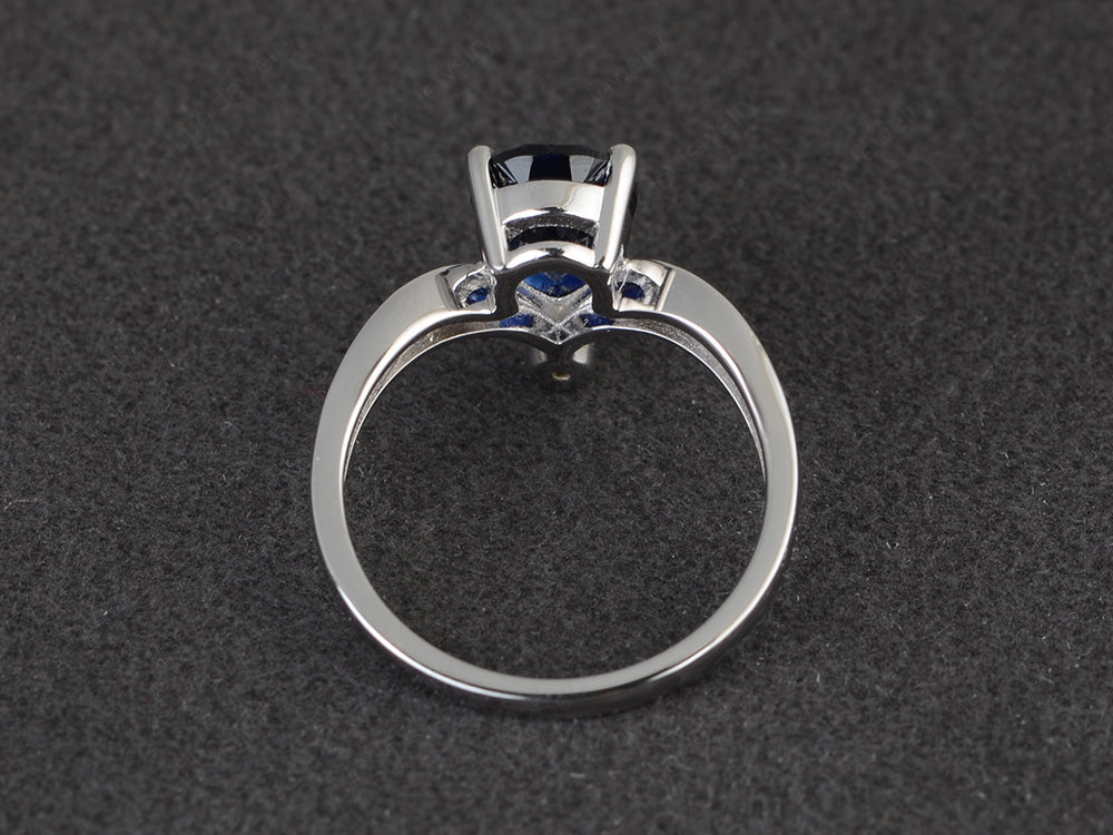 Unique Pear Shaped Lab Sapphire Ring Art Deco - LUO Jewelry