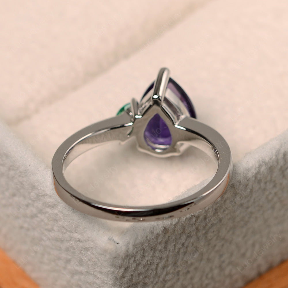 Unique Pear Shaped Amethyst Wedding Ring - LUO Jewelry