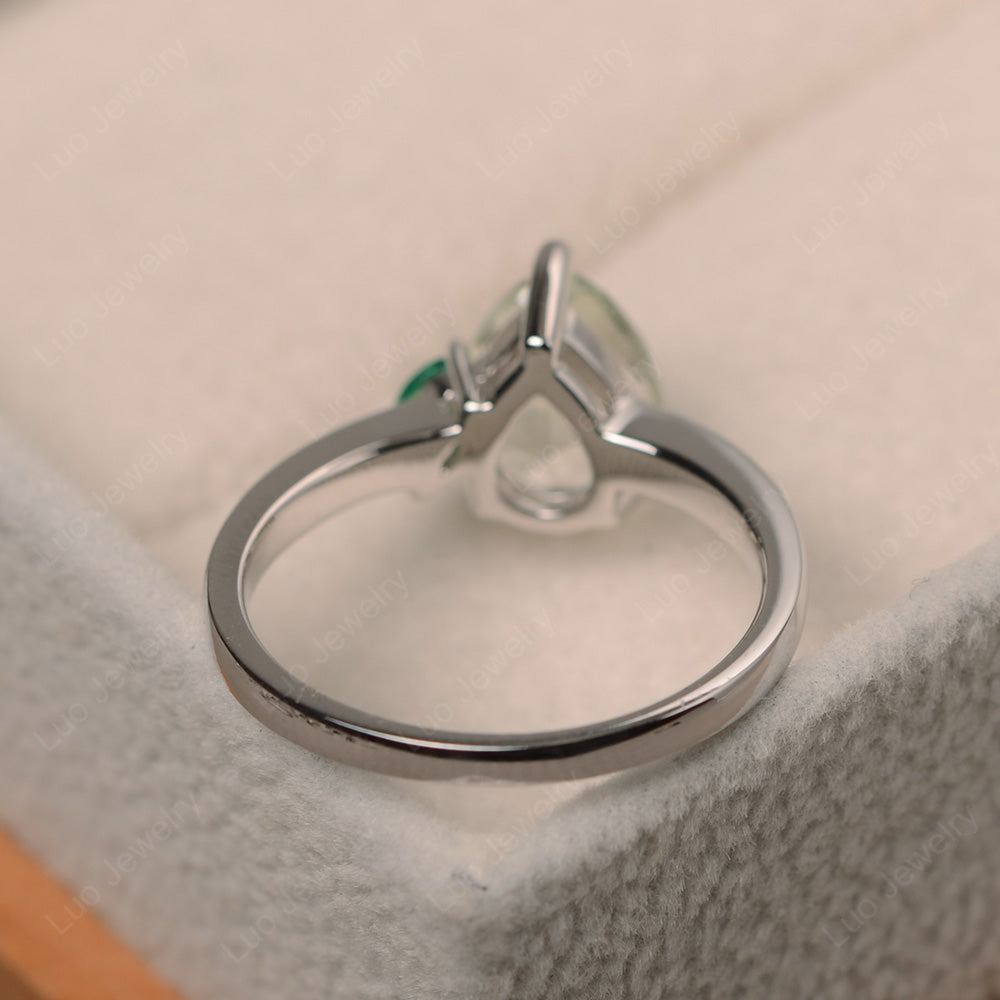 Unique Pear Shaped Green Amethyst Wedding Ring - LUO Jewelry