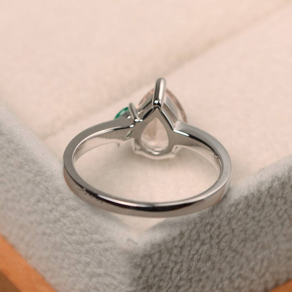 Unique Pear Shaped Morganite Wedding Ring - LUO Jewelry