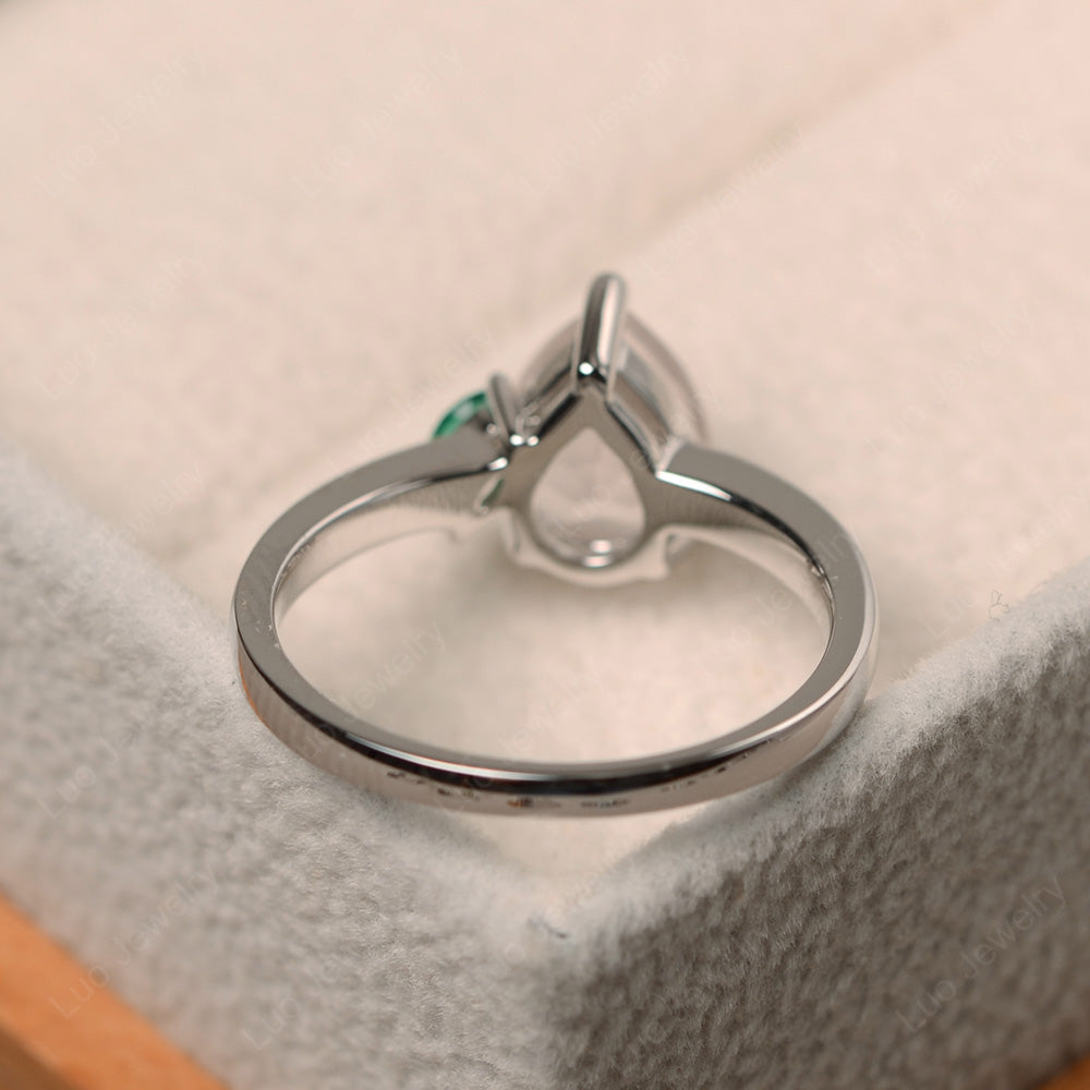 Unique Pear Shaped Rose Quartz Wedding Ring - LUO Jewelry