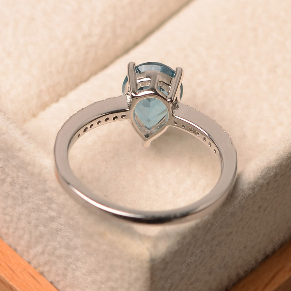 Teardrop London Blue Topaz Engagement Ring - LUO Jewelry