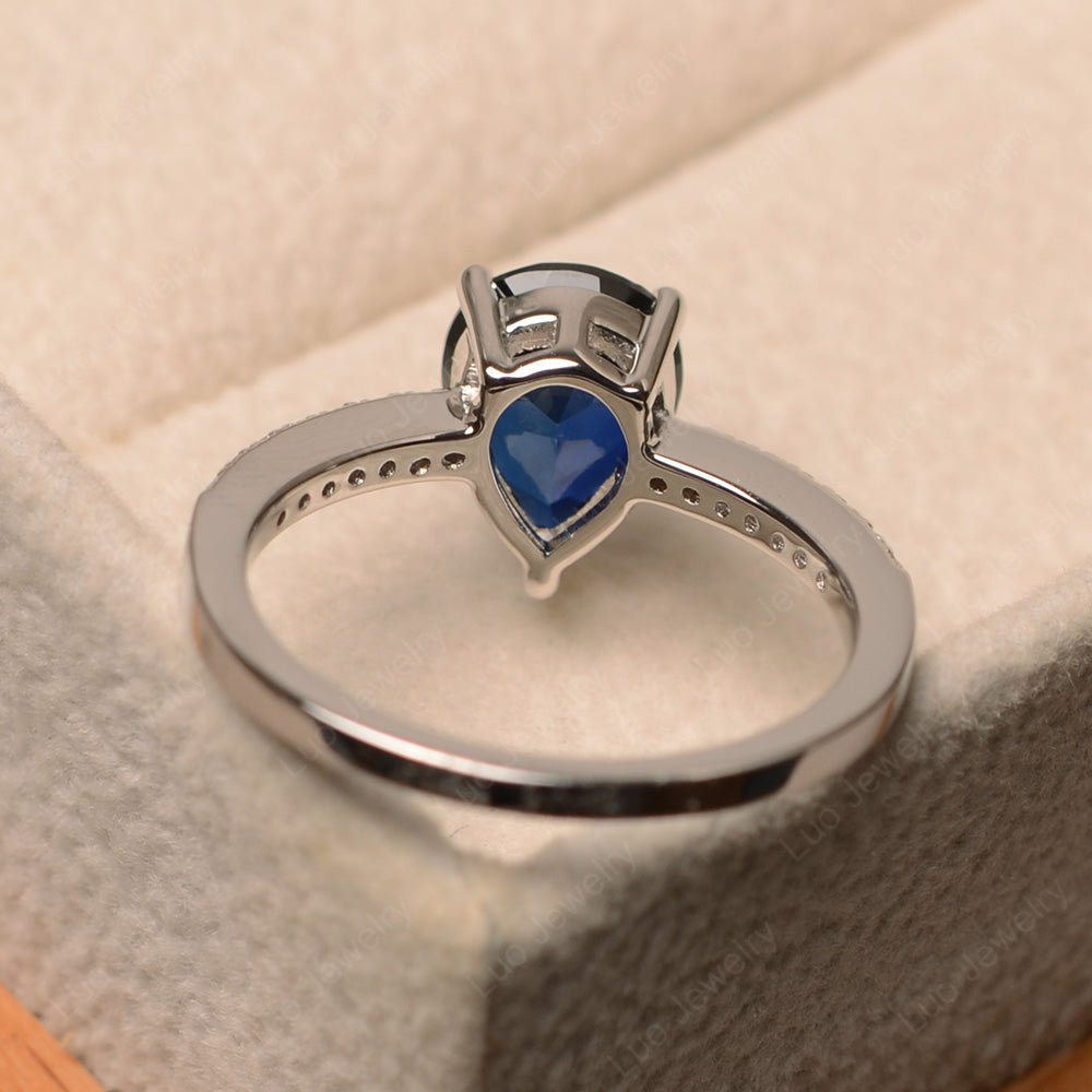 Teardrop Lab Sapphire Engagement Ring - LUO Jewelry