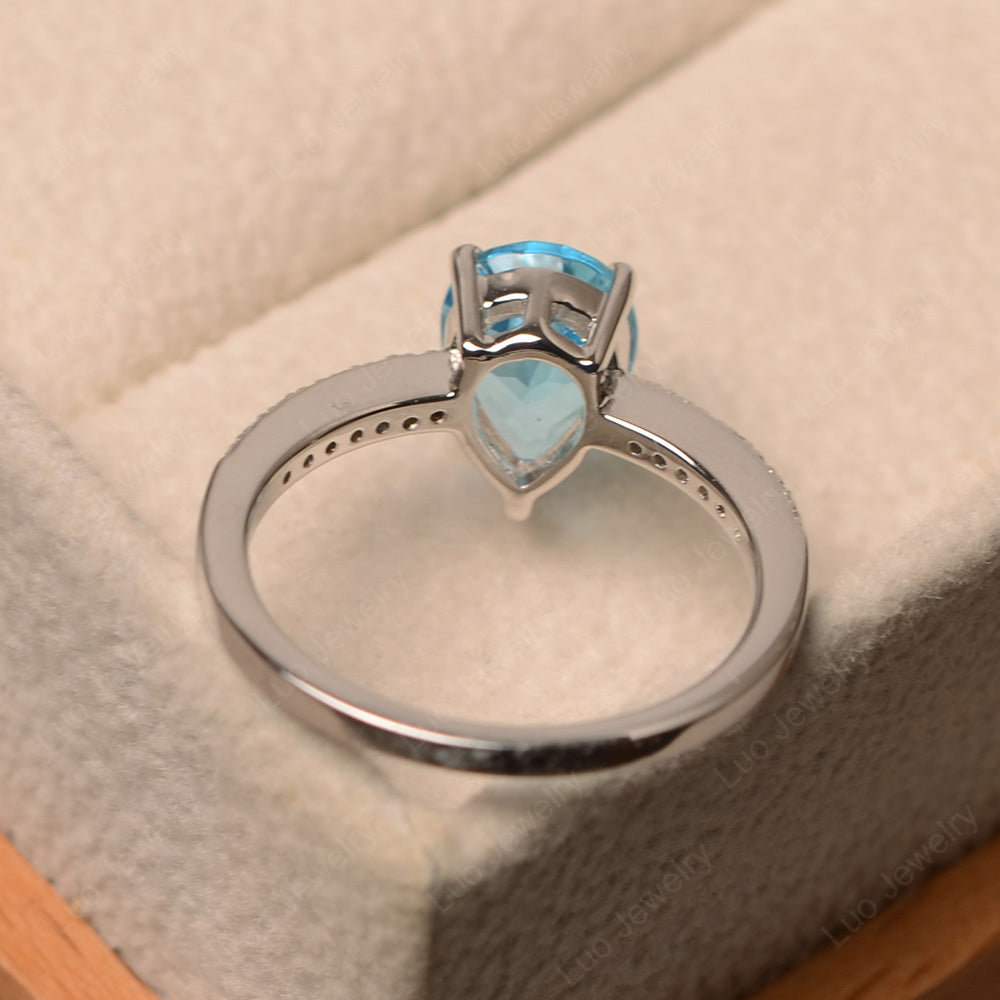 Teardrop Swiss Blue Topaz Engagement Ring - LUO Jewelry