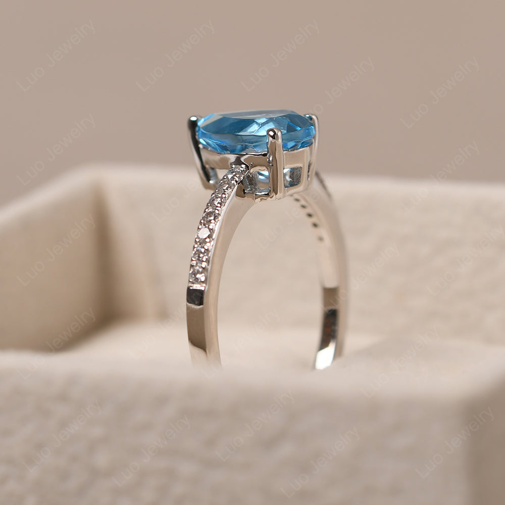 Teardrop Swiss Blue Topaz Engagement Ring - LUO Jewelry