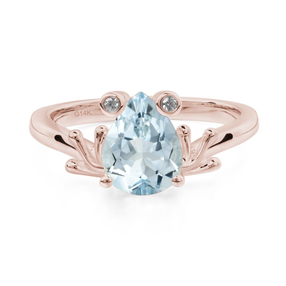 Aquamarine Ring Frog Engagement Ring - LUO Jewelry #metal_14k rose gold