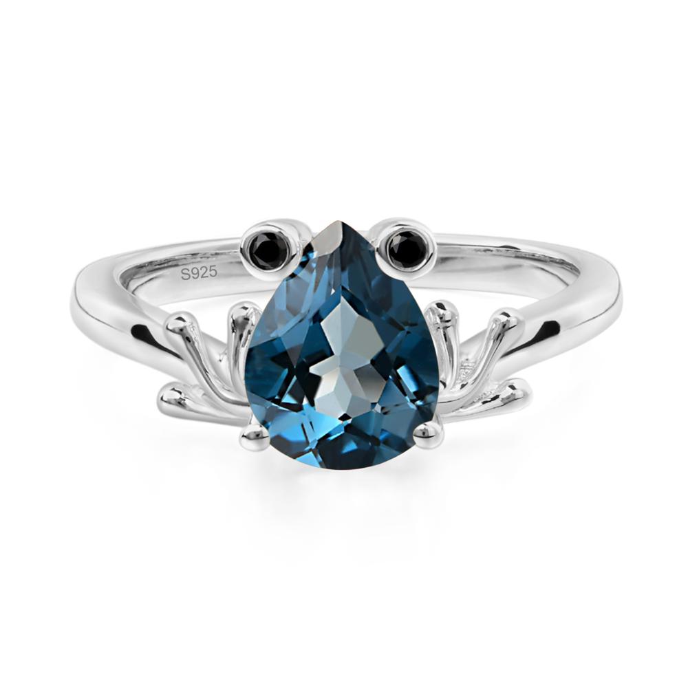 London Blue Topaz Ring Frog Engagement Ring - LUO Jewelry #metal_sterling silver