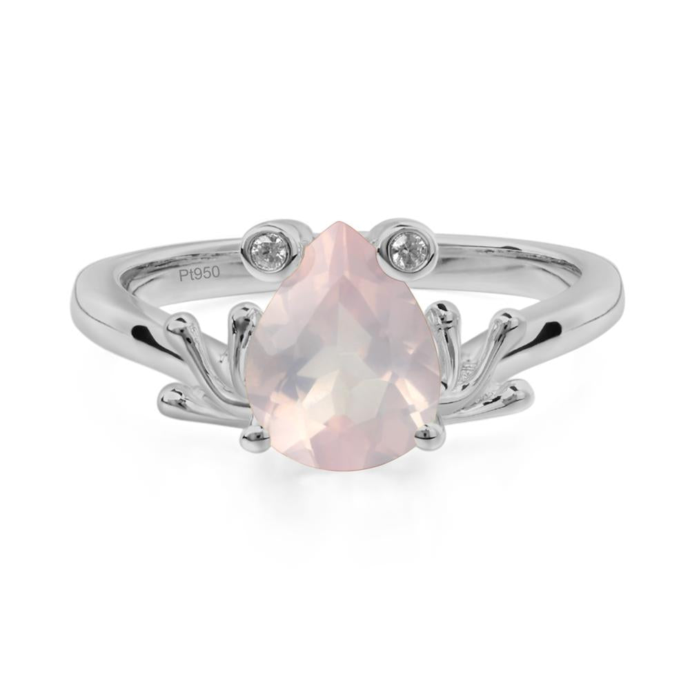 Rose Quartz Ring Frog Engagement Ring - LUO Jewelry #metal_platinum