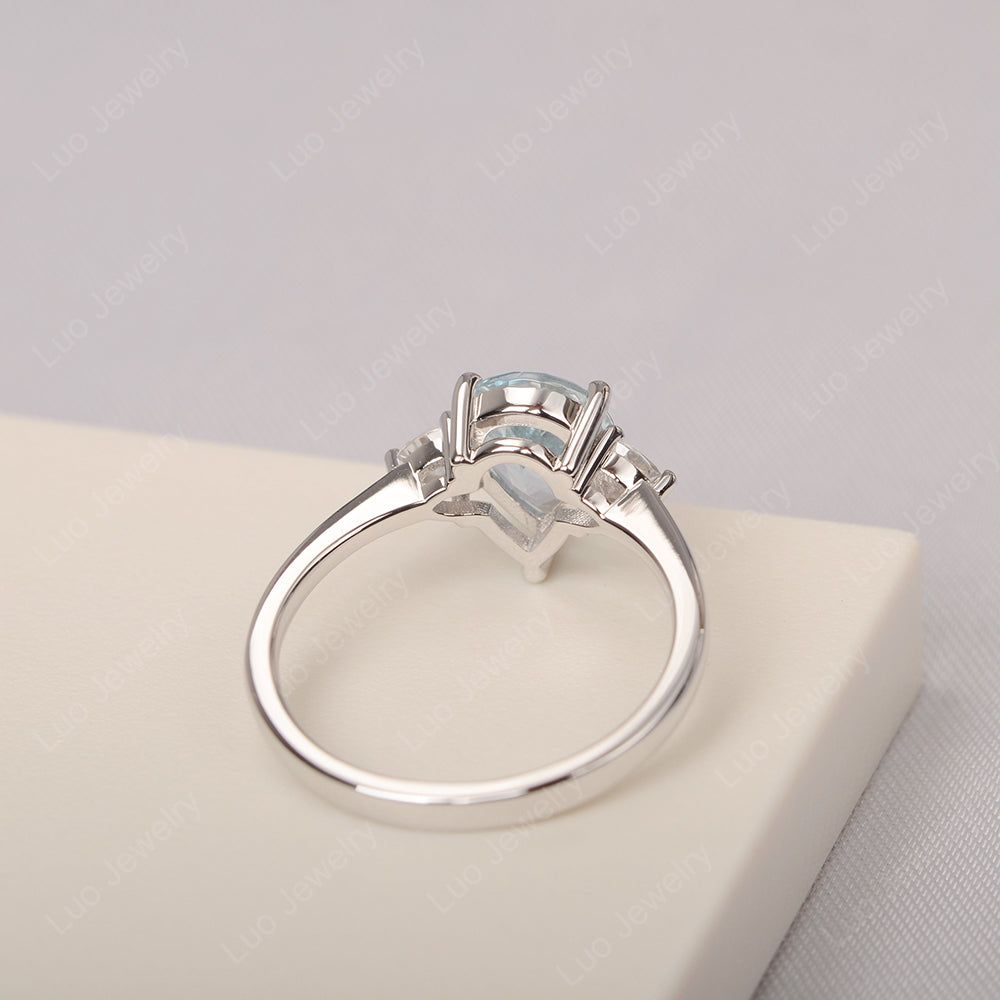Aquamarine Ring Teardrop Wedding Ring Rose Gold - LUO Jewelry