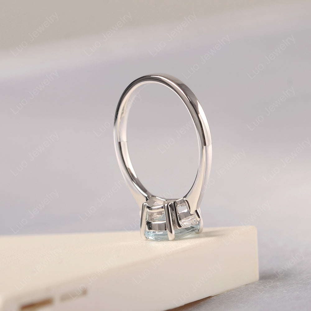 Aquamarine Ring Teardrop Wedding Ring Rose Gold - LUO Jewelry