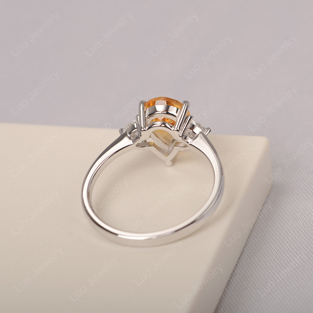 Citrine Ring Teardrop Wedding Ring Rose Gold - LUO Jewelry
