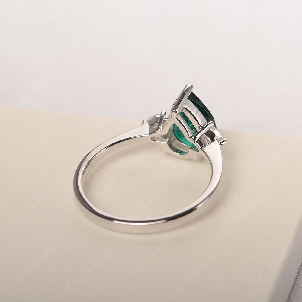 Lab Emerald Ring Teardrop Wedding Ring Rose Gold - LUO Jewelry