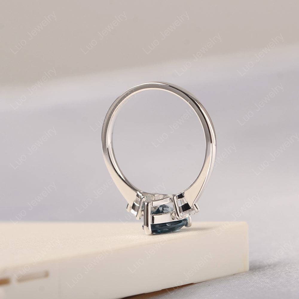 London Blue Topaz Ring Teardrop Wedding Ring Rose Gold - LUO Jewelry