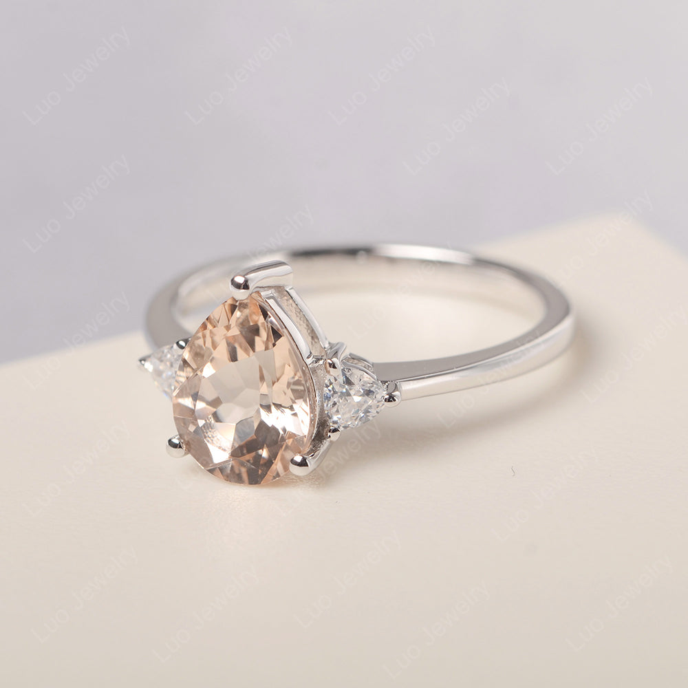 Morganite Ring Teardrop Wedding Ring Rose Gold - LUO Jewelry