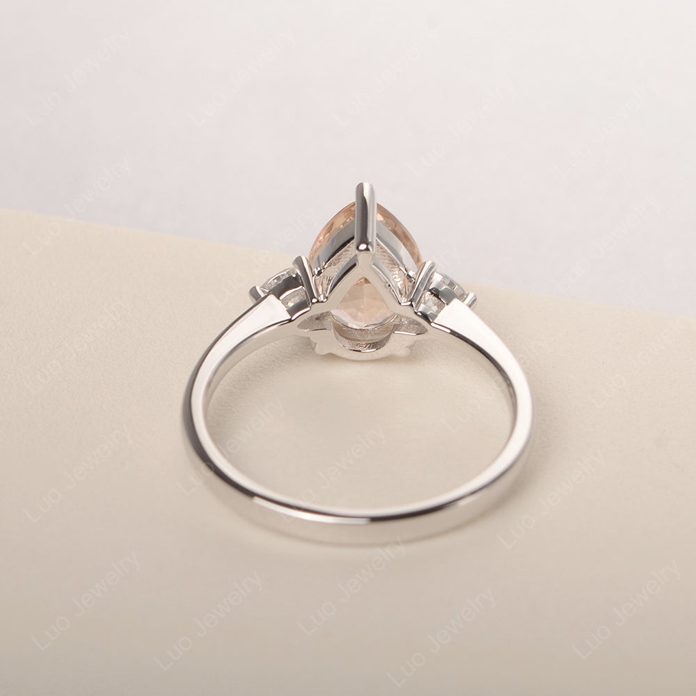 Morganite Ring Teardrop Wedding Ring Rose Gold - LUO Jewelry