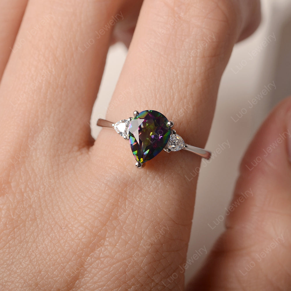 Mystic Topaz Ring Teardrop Wedding Ring Rose Gold - LUO Jewelry