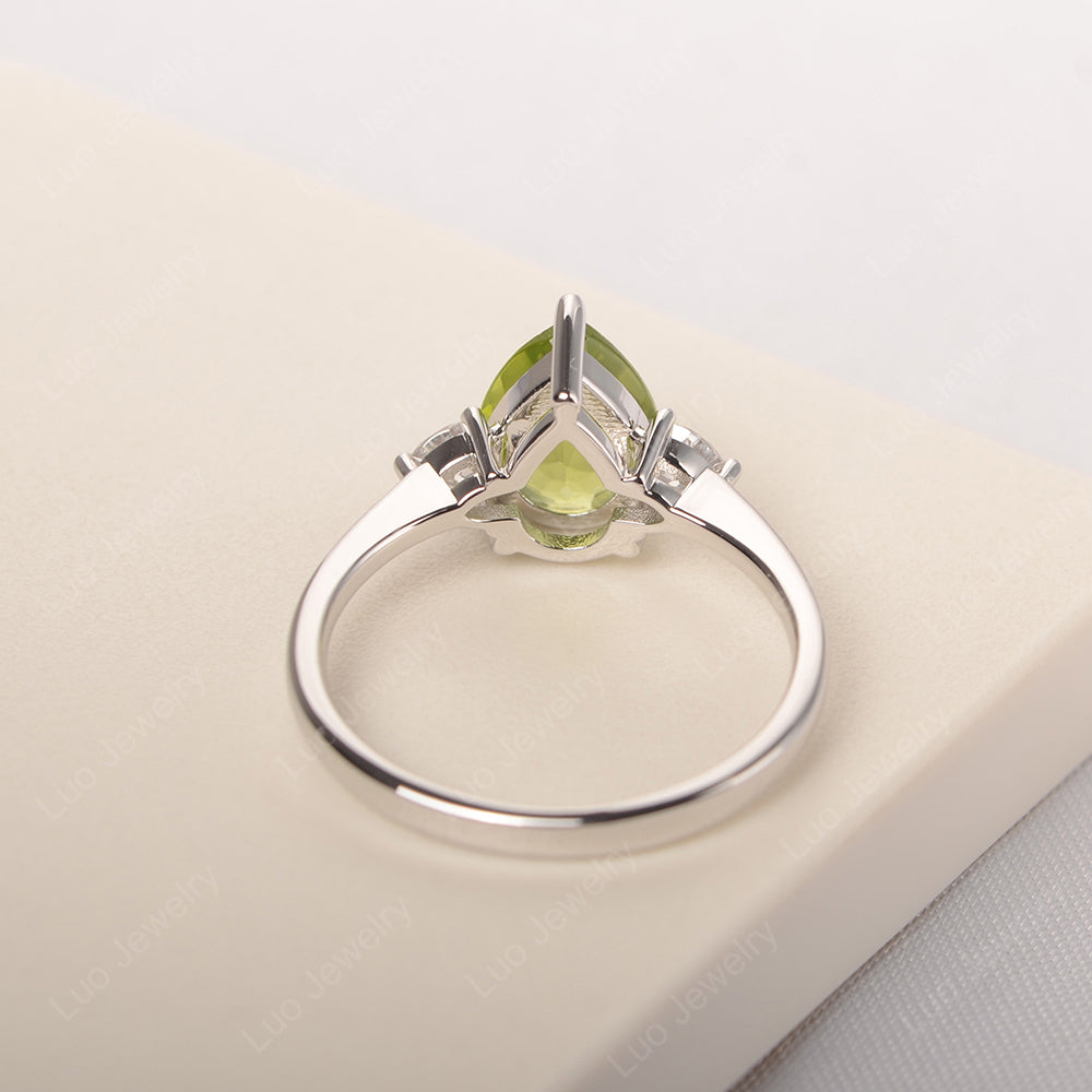Peridot Ring Teardrop Wedding Ring Rose Gold - LUO Jewelry
