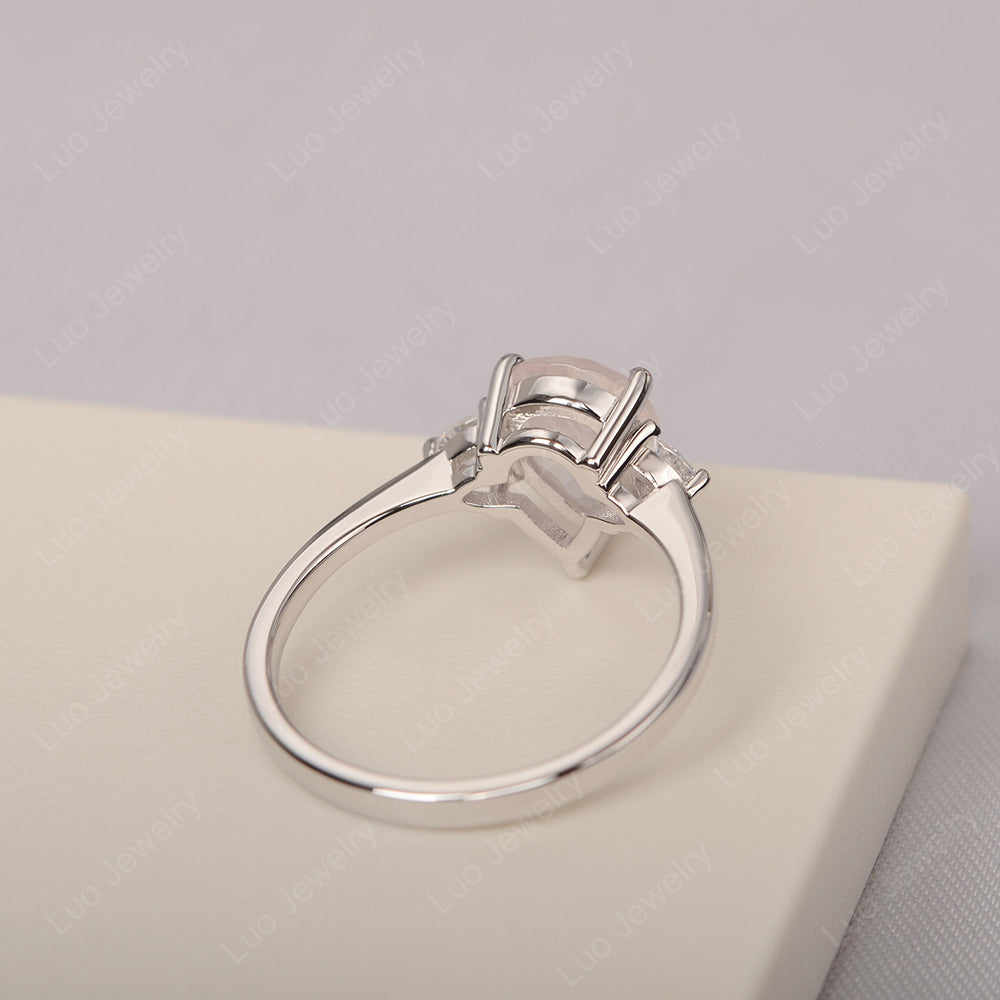 Rose Quartz Ring Teardrop Wedding Ring Rose Gold - LUO Jewelry