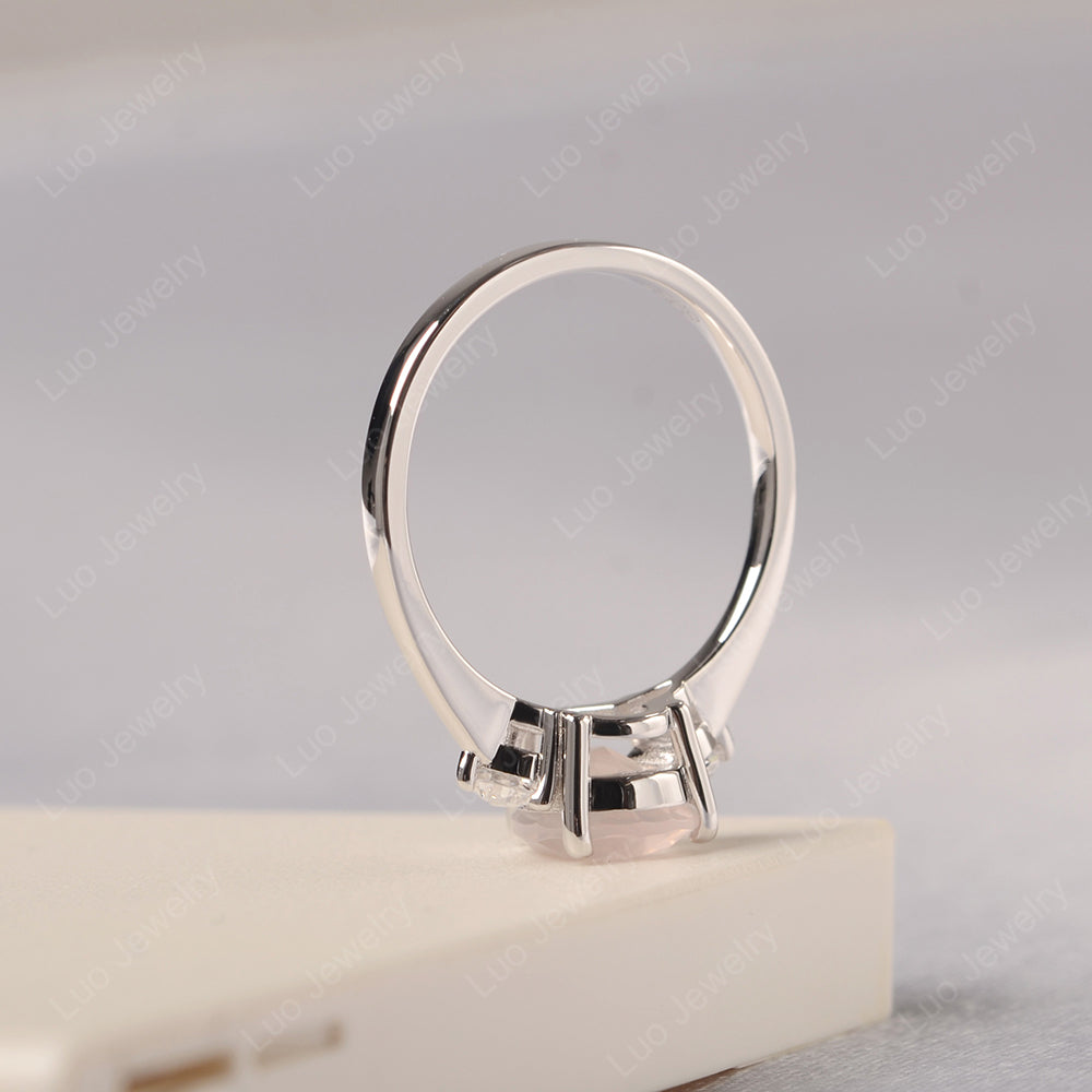 Rose Quartz Ring Teardrop Wedding Ring Rose Gold - LUO Jewelry