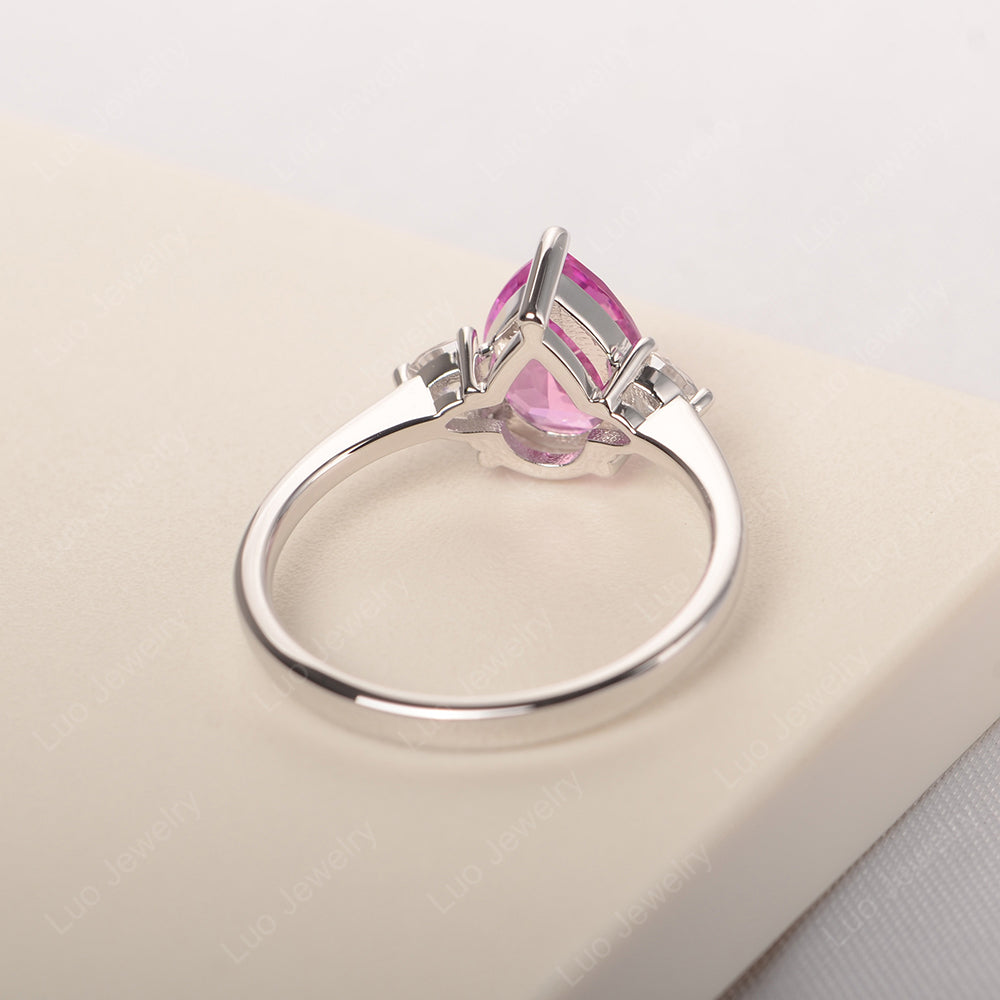Pink Sapphire Ring Teardrop Wedding Ring Rose Gold - LUO Jewelry
