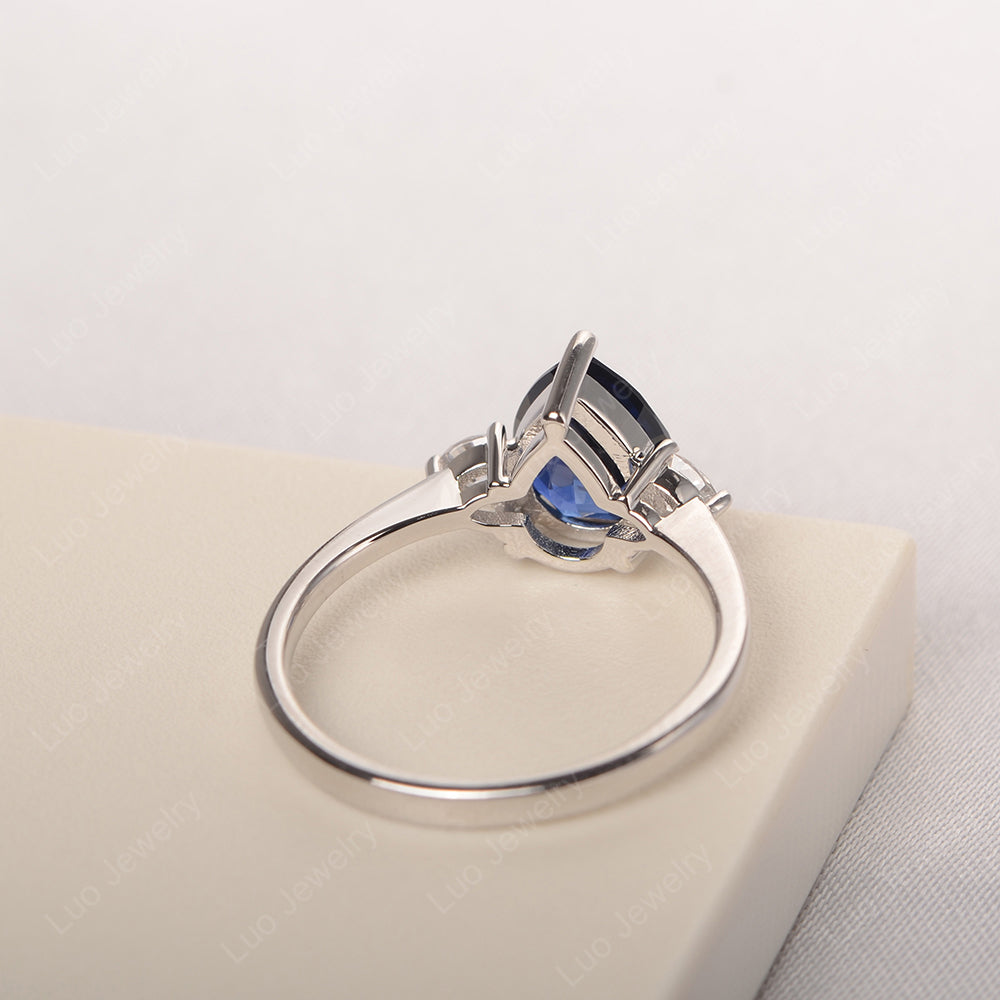 Lab Sapphire Ring Teardrop Wedding Ring Rose Gold - LUO Jewelry