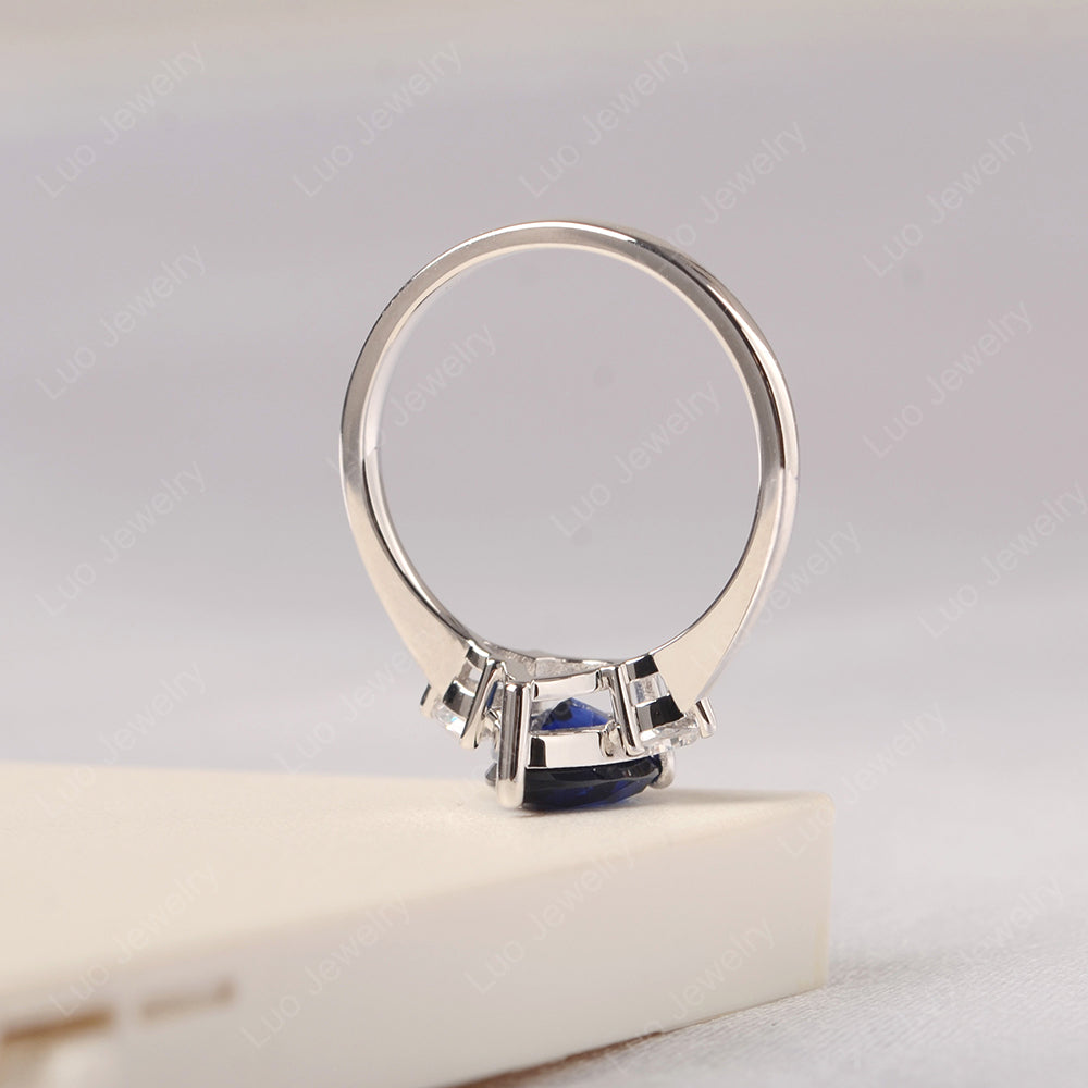Lab Sapphire Ring Teardrop Wedding Ring Rose Gold - LUO Jewelry
