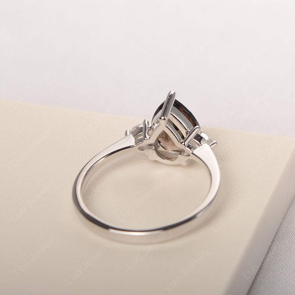 Smoky Quartz Ring Teardrop Wedding Ring Rose Gold - LUO Jewelry