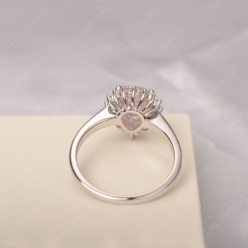 Cubic Zirconia Pear Halo Engagement Ring Silver - LUO Jewelry