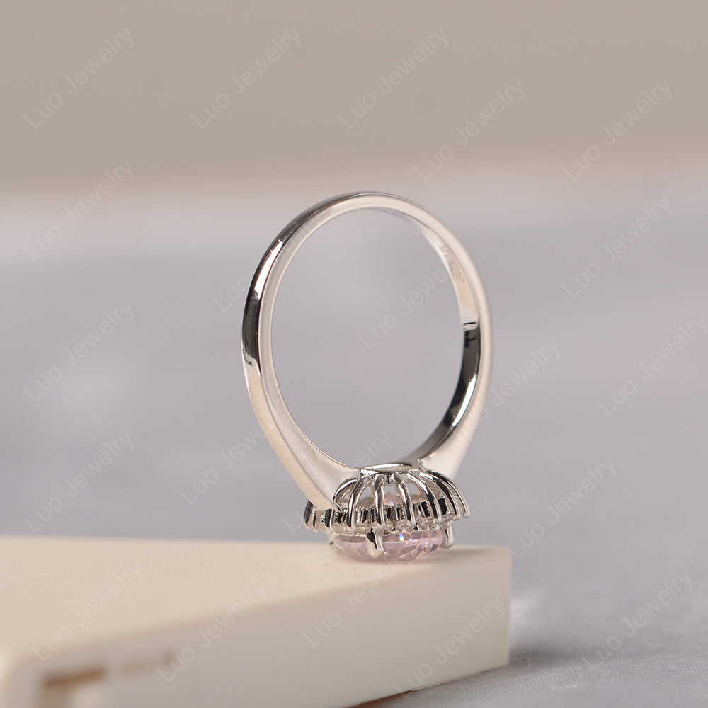 Cubic Zirconia Pear Halo Engagement Ring Silver - LUO Jewelry