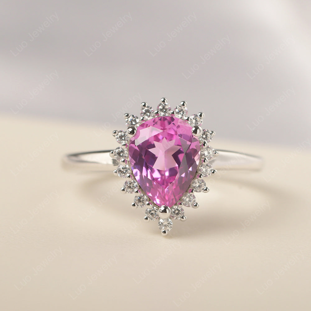 Pink Sapphire Pear Sunburst Ring LUO