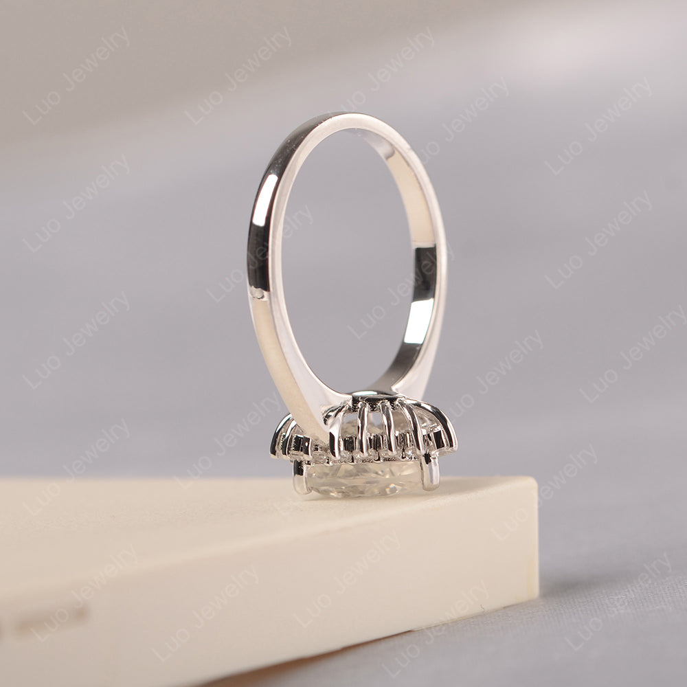 White Topaz Pear Halo Engagement Ring Silver - LUO Jewelry