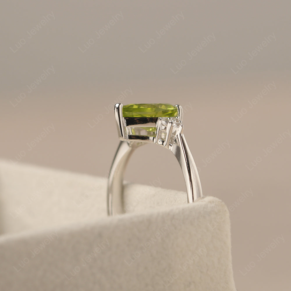Pear Peridot Wedding Ring White Gold - LUO Jewelry