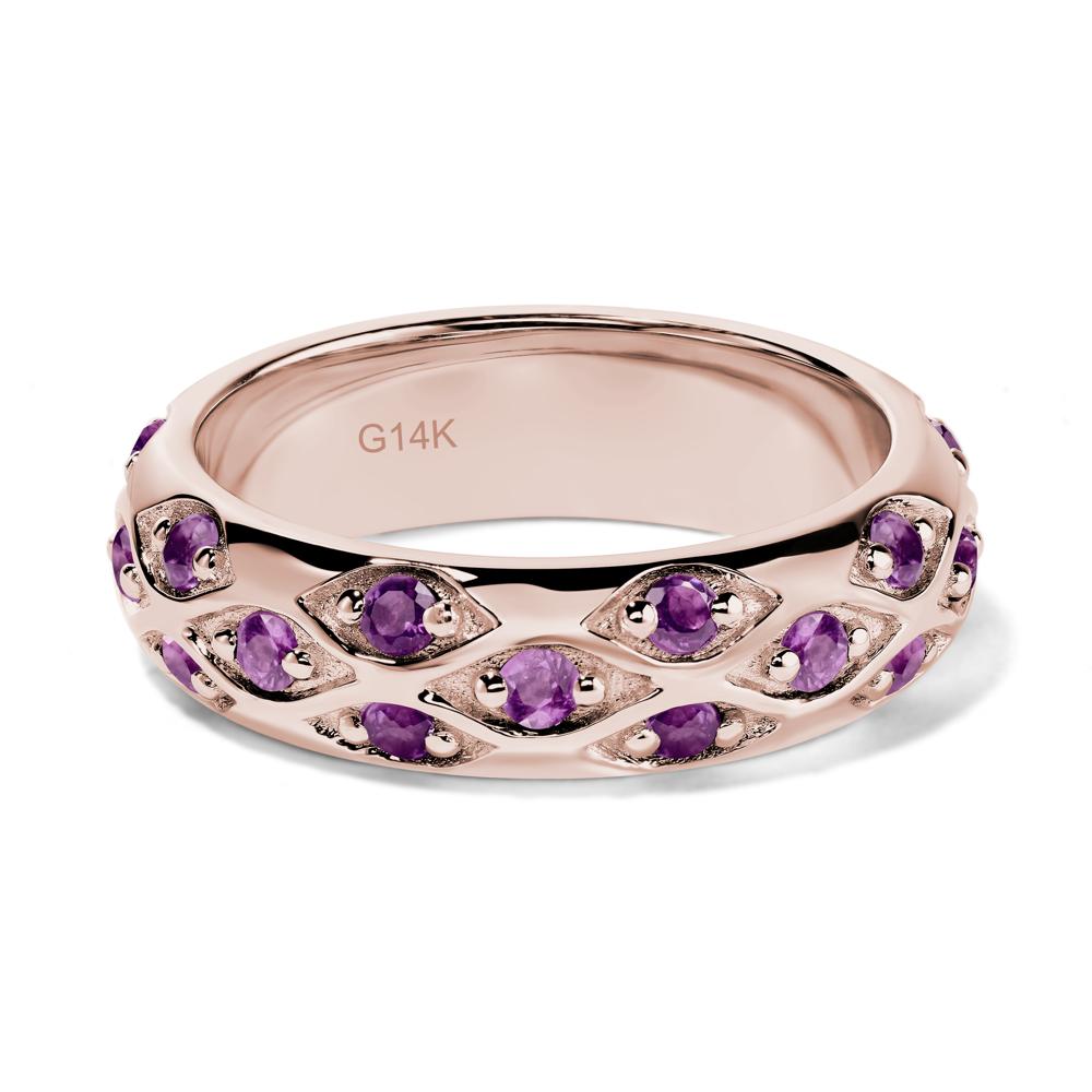 Amethyst Wide Band Eternity Ring - LUO Jewelry #metal_14k rose gold