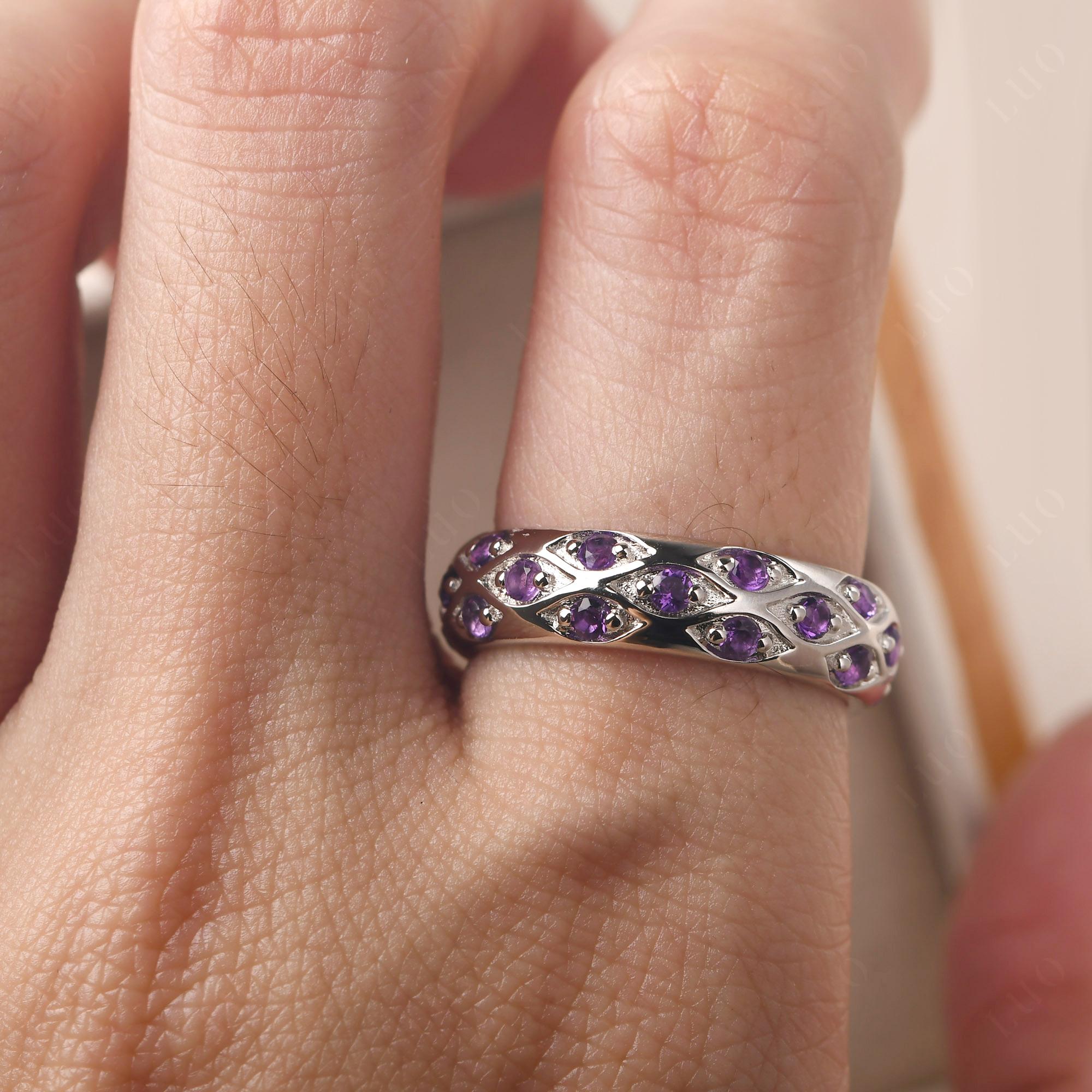 Amethyst Wide Band Eternity Ring - LUO Jewelry