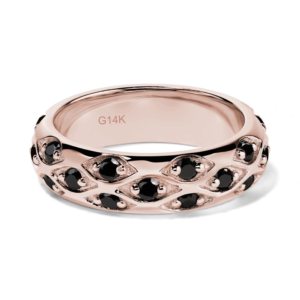 Black Stone Wide Band Eternity Ring - LUO Jewelry #metal_14k rose gold