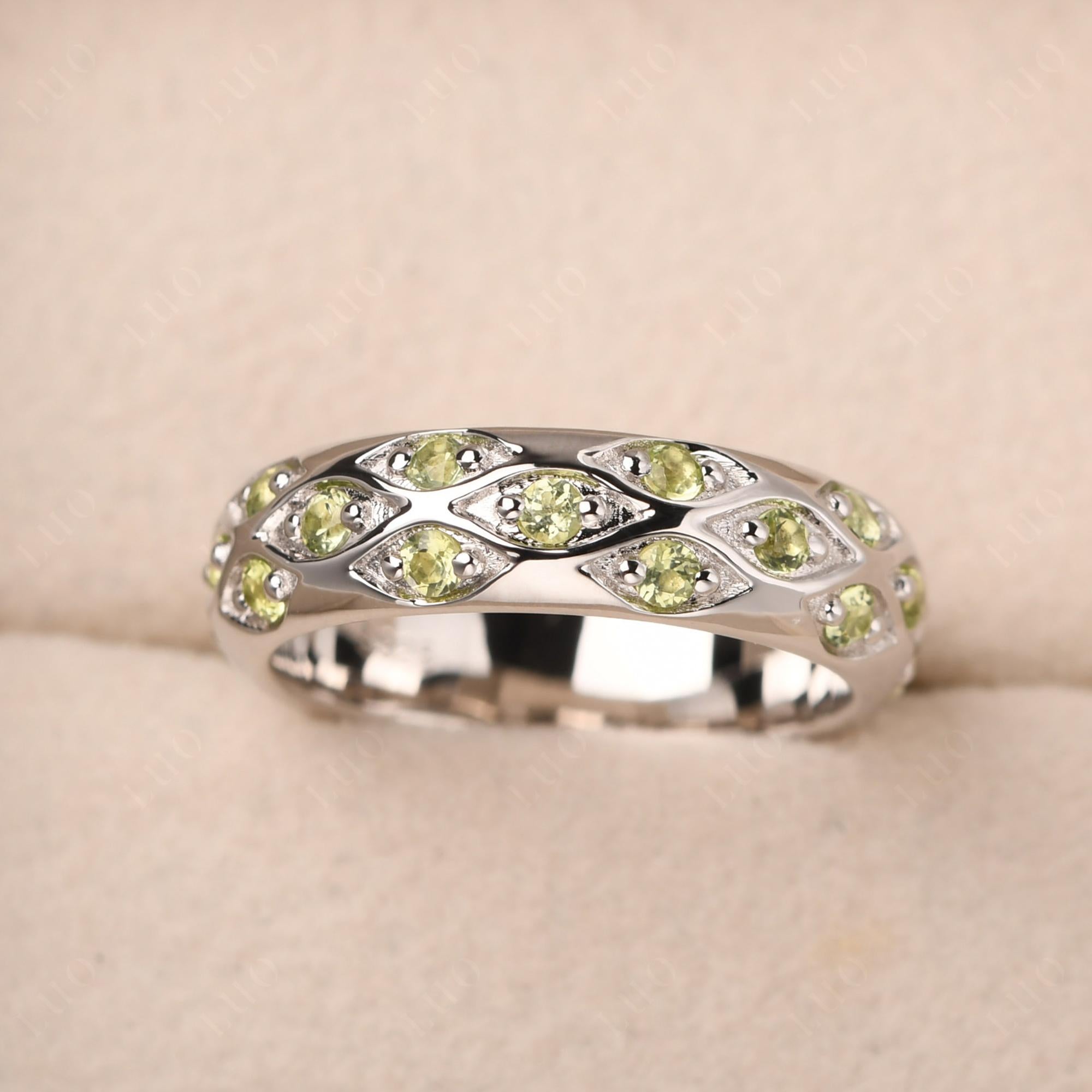 Peridot Wide Band Eternity Ring - LUO Jewelry