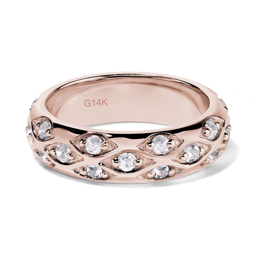 White Topaz Wide Band Eternity Ring - LUO Jewelry #metal_14k rose gold
