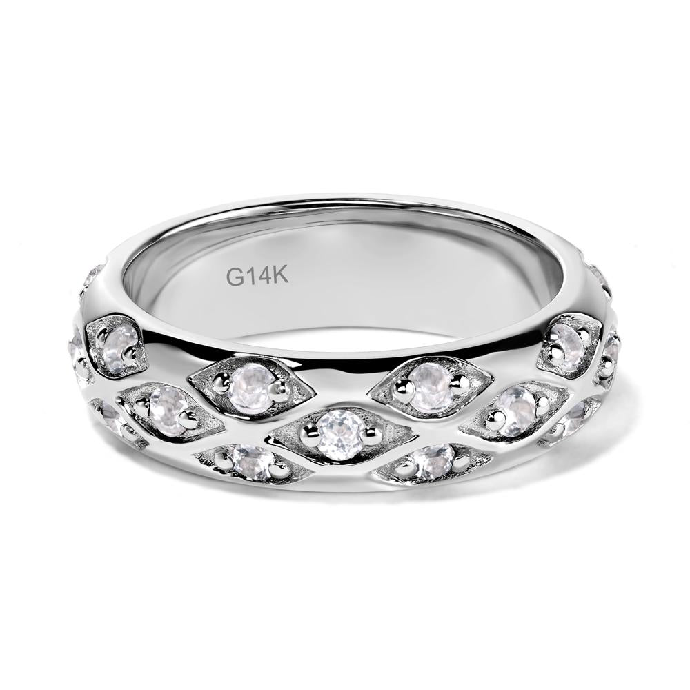 White Topaz Wide Band Eternity Ring - LUO Jewelry #metal_14k white gold