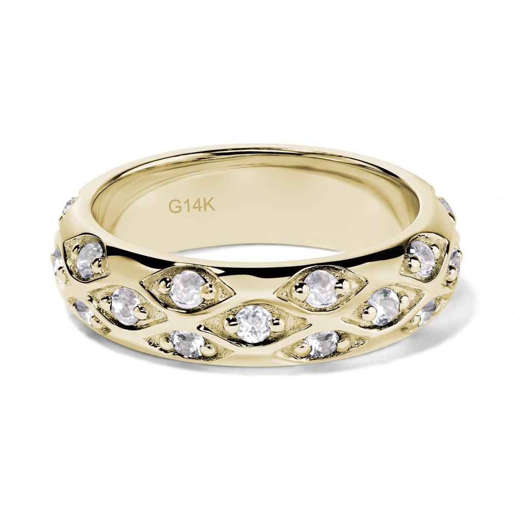 White Topaz Wide Band Eternity Ring - LUO Jewelry #metal_14k yellow gold