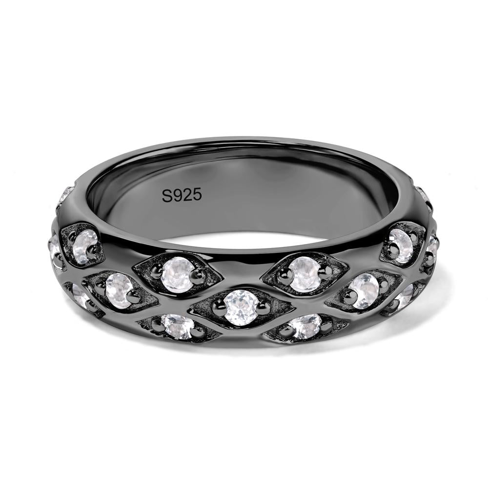 White Topaz Wide Band Eternity Ring - LUO Jewelry #metal_black finish sterling silver