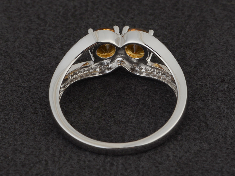 2 Stone Mothers Ring Citrine Ring Silver - LUO Jewelry
