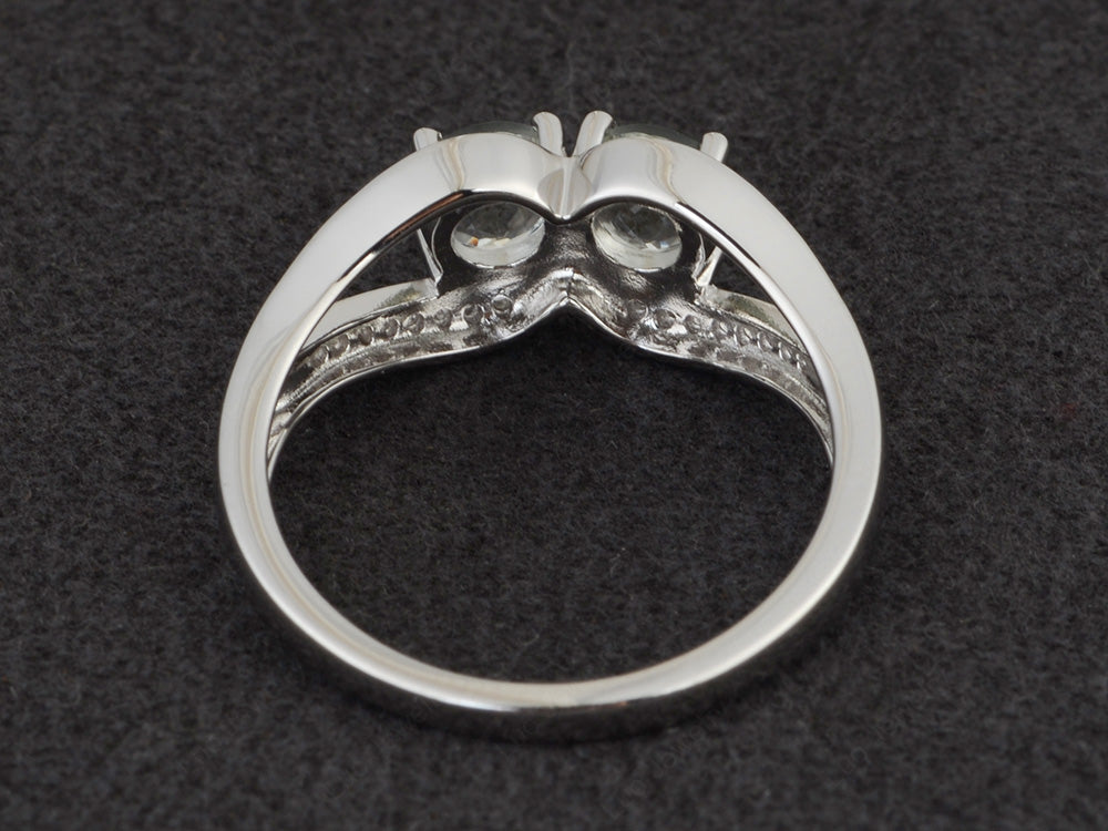2 Stone Mothers Ring Green Amethyst Ring Silver - LUO Jewelry