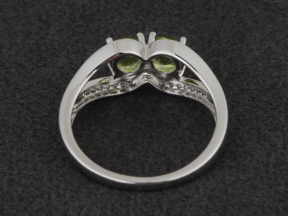 2 Stone Mothers Ring Peridot Ring Silver - LUO Jewelry