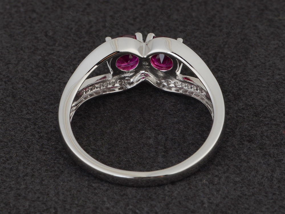 2 Stone Mothers Ring Ruby Ring Silver - LUO Jewelry