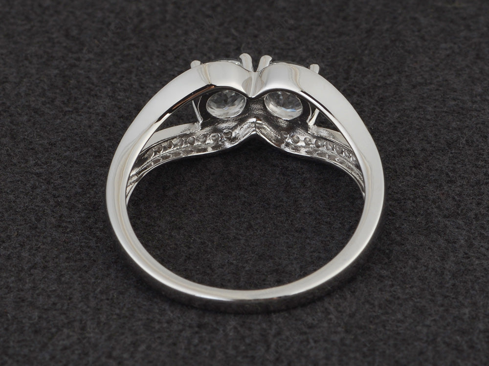 2 Stone Mothers Ring White Topaz Ring Silver - LUO Jewelry