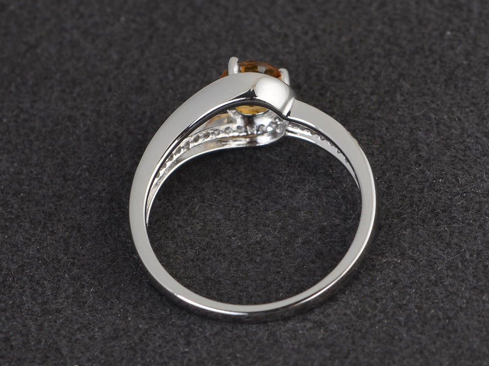 Unique Citrine Engagement Ring White Gold - LUO Jewelry