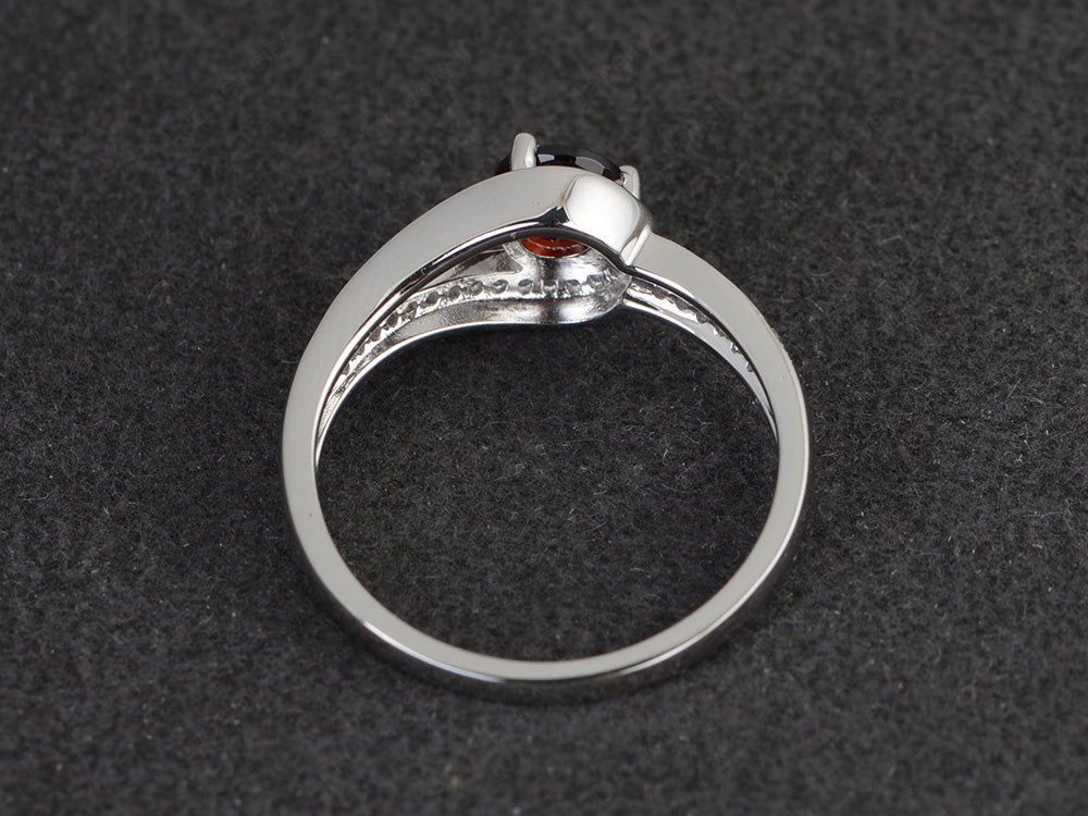 Unique Garnet Engagement Ring White Gold - LUO Jewelry