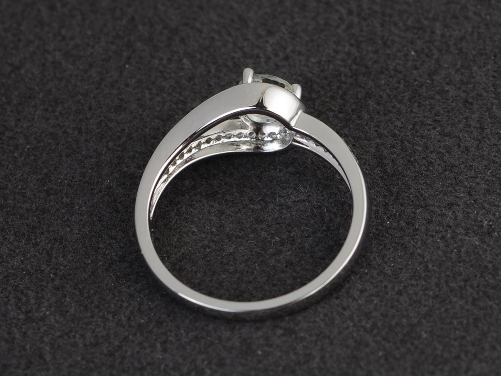 Unique Green Amethyst Engagement Ring White Gold - LUO Jewelry