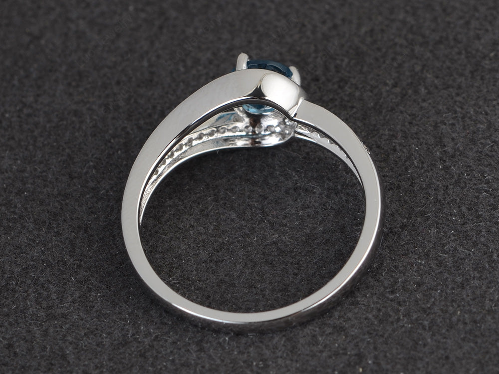 Unique London Blue Topaz Engagement Ring White Gold - LUO Jewelry