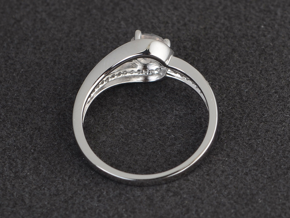 Unique Rose Quartz Engagement Ring White Gold - LUO Jewelry